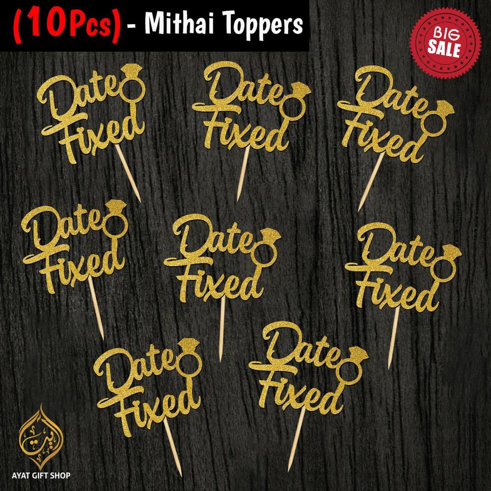 Date Fixed Cupcake Mithai Toppers, Pack Of 10