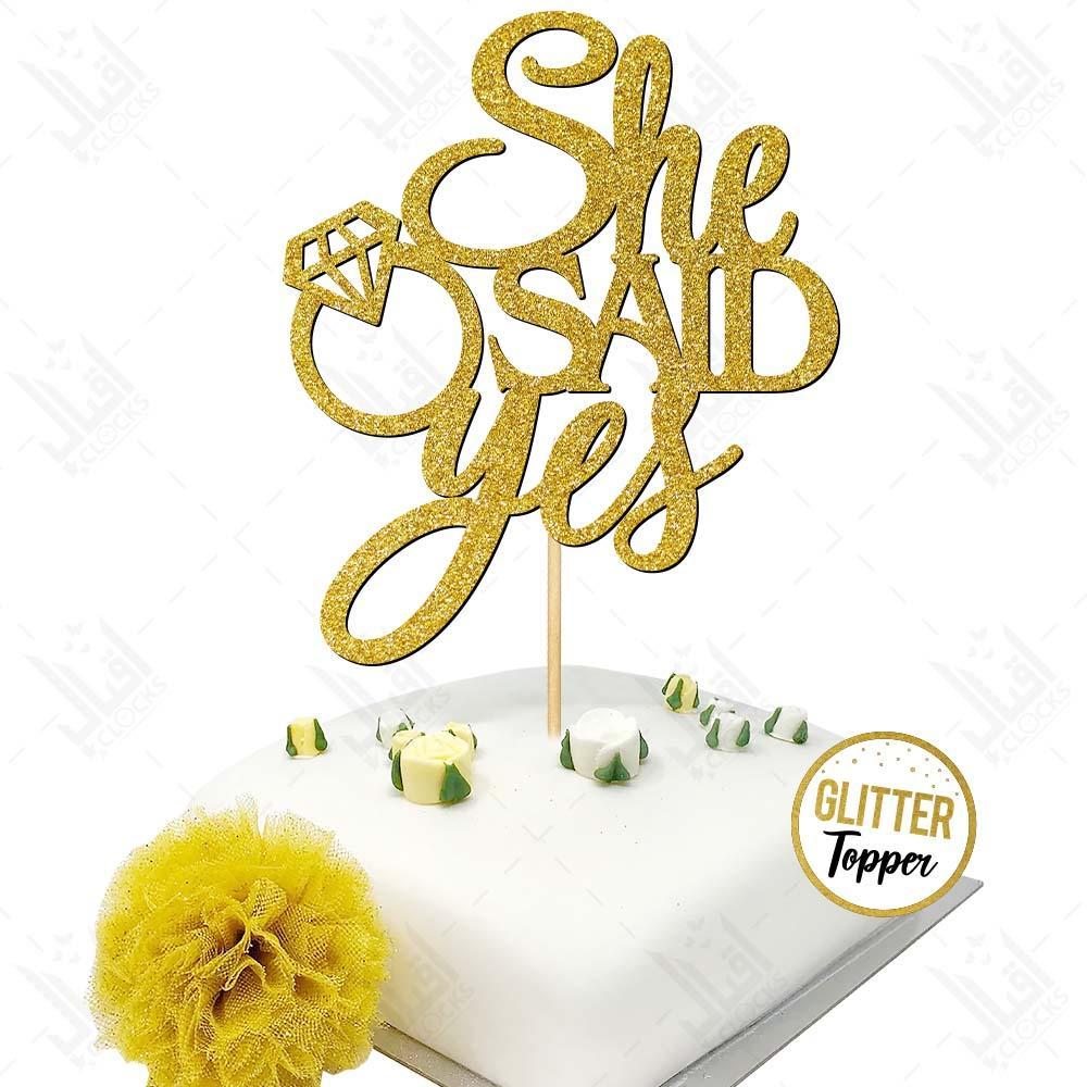 She Said Yes Cake Topper