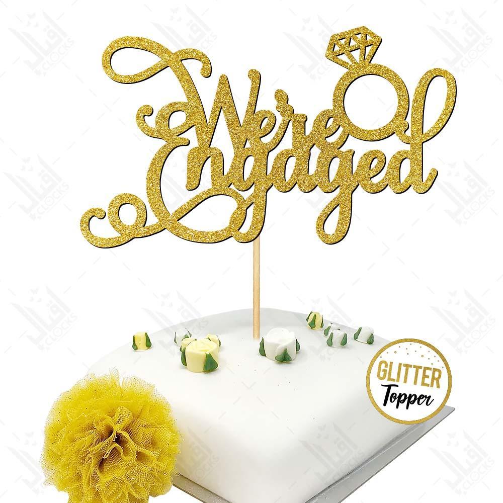 We're Engaged Cake Topper