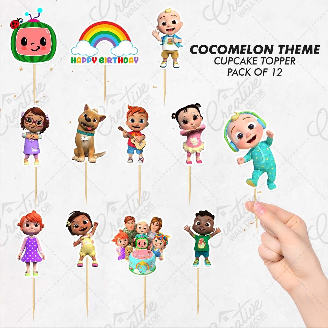 Cocomelon Theme Cupcake Toppers, Pack of 12
