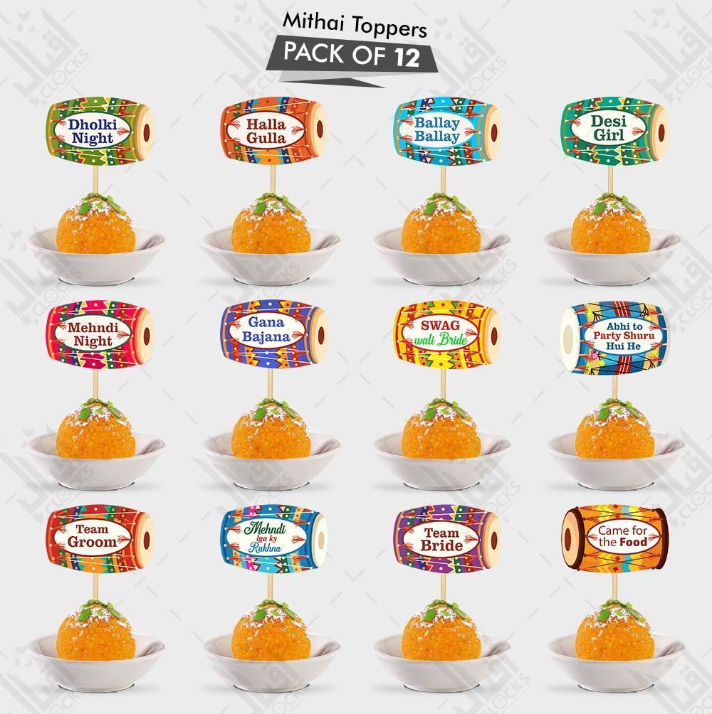 Mehndi Night Mithai Toppers, Pack of 12