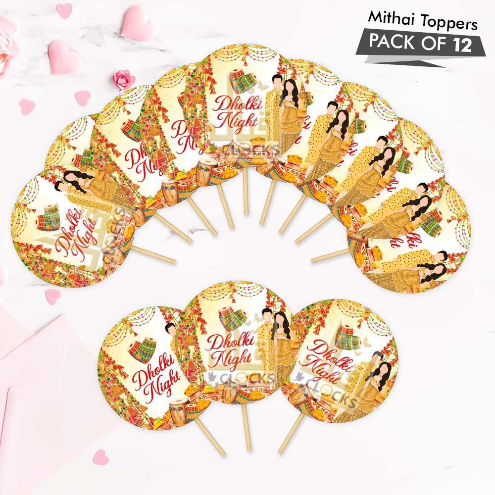 Dholki Ki Raat Mithai Toppers, Pack of 12
