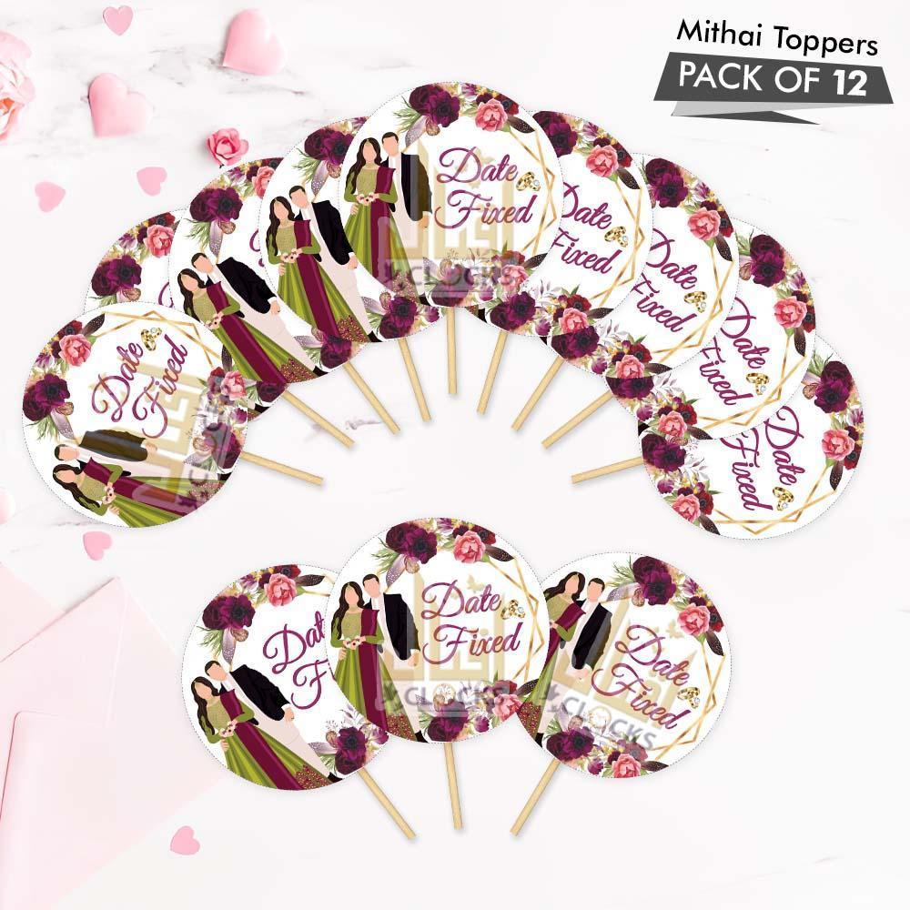 Date Fixed mithai Toppers, Pack of 12 