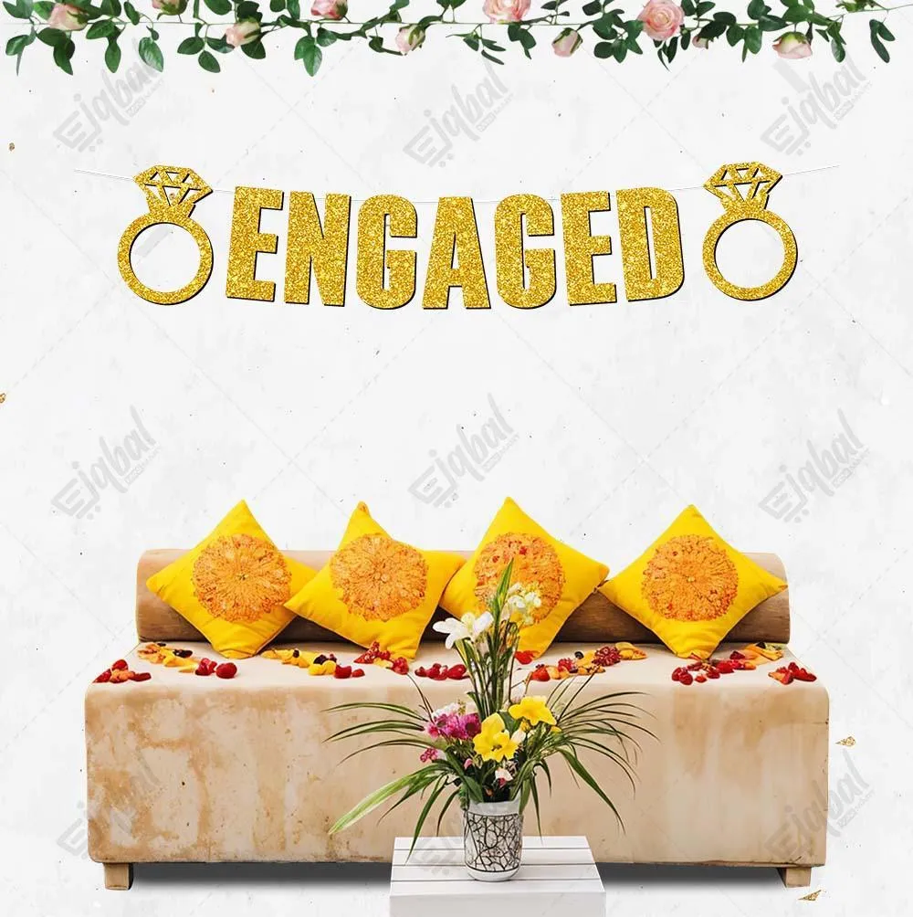 Engagement Banner Glitter 7"inches Height each letter - Best for Wedding Events
