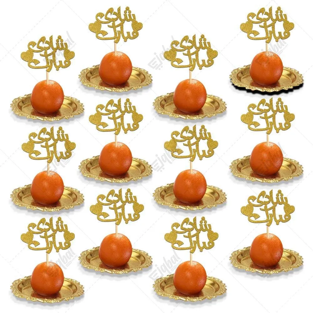 Shaadi Mubarak Mithai Toppers Pack of 12- Best for Wedding Event