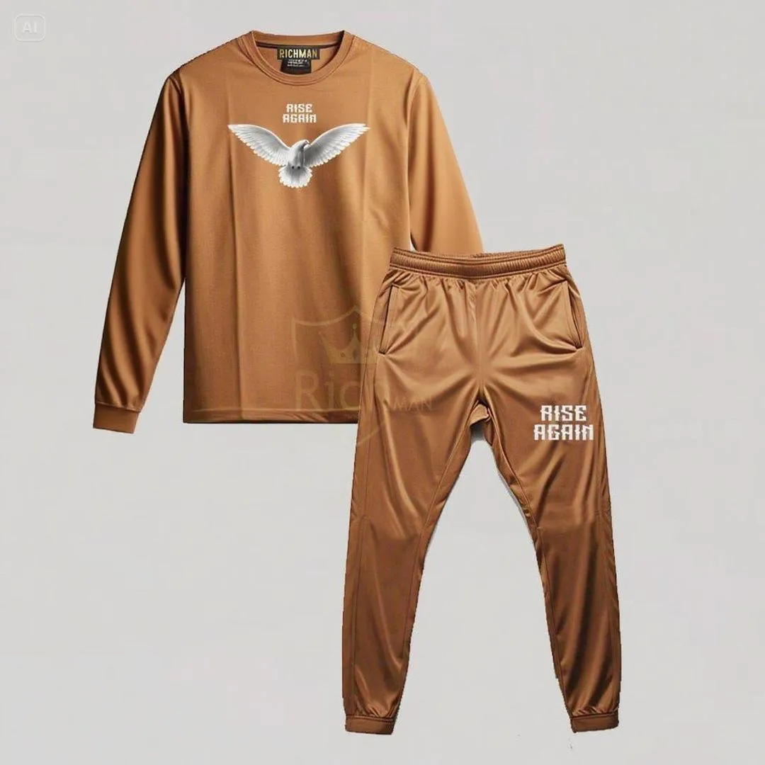 2 Pcs Men's Micro Printed Track Suit