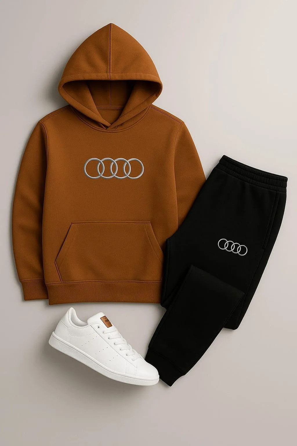  Contrast Copper Audi Printed Hooded Tracksuit for Men