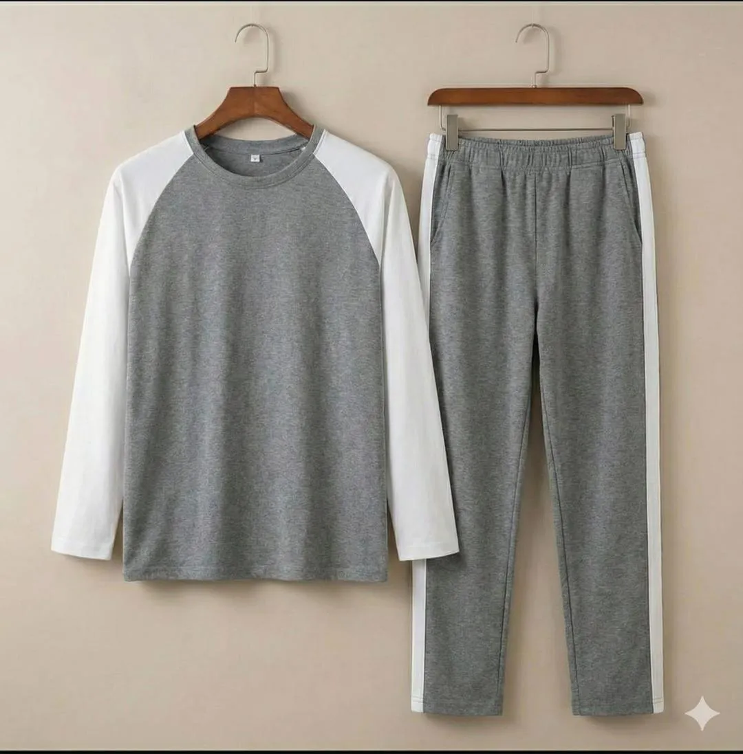 2 Pcs Men's Fleece Plain Sweatshirt Track Suit