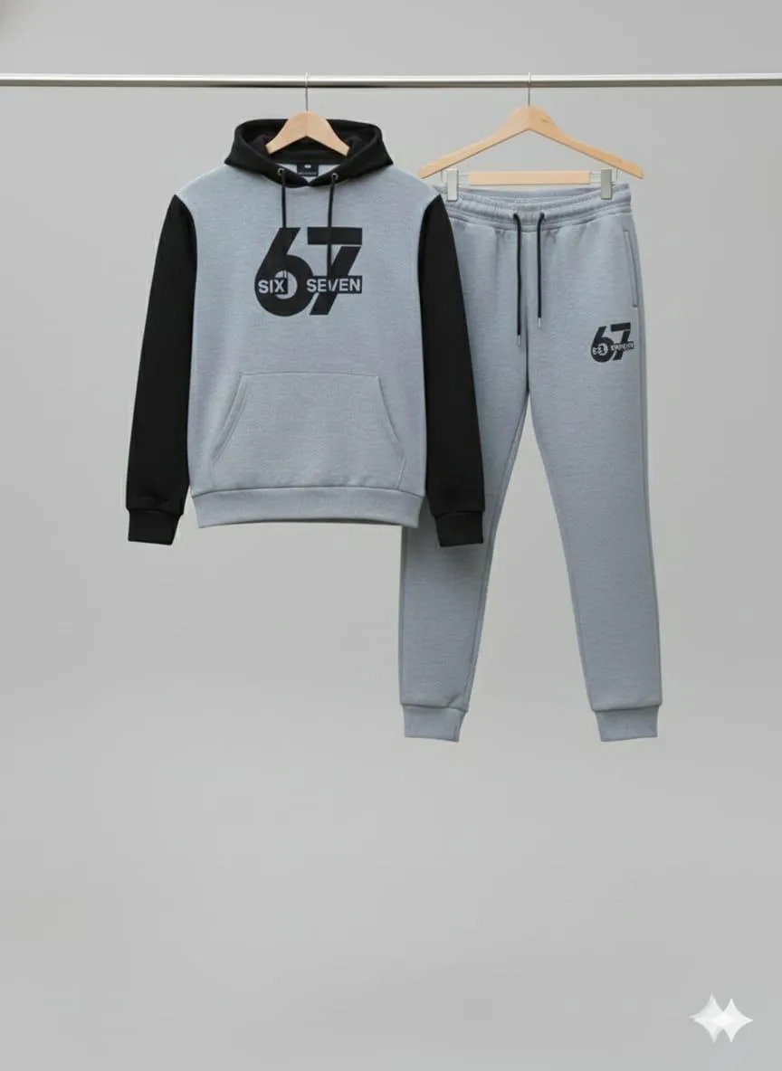 New Premium 67 Grey Printed Hoodie Track Suit