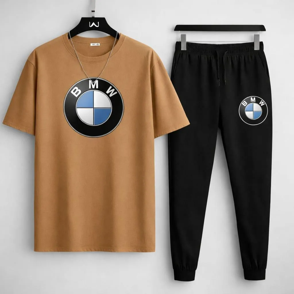Bmw Brown Men's Polyester Printed Track Suit