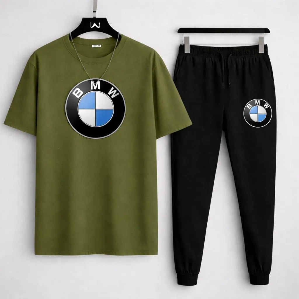 Bmw Green Men's Polyester Printed Track Suit