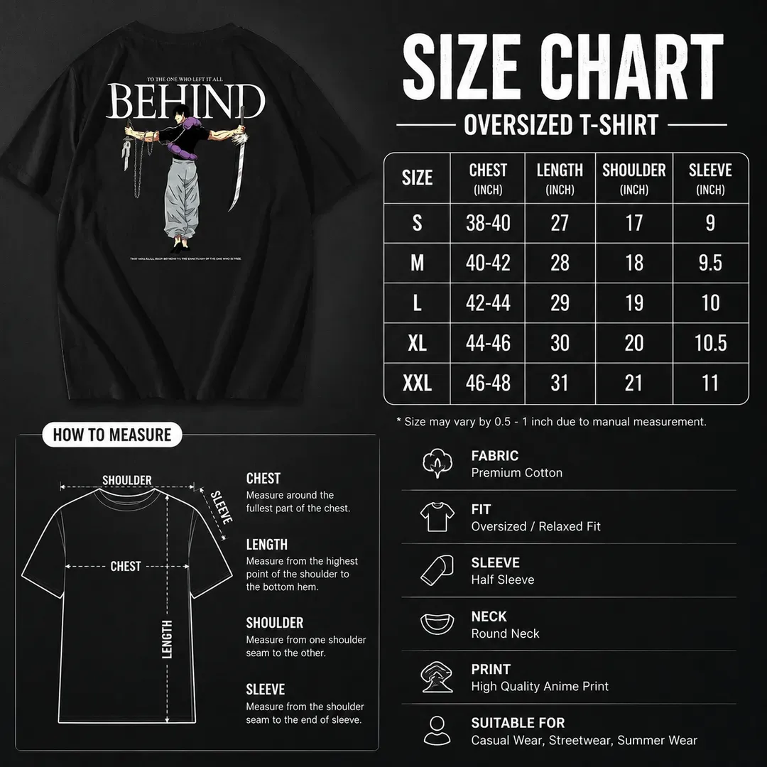 Men's Premium Cotton Anime Back Print T-Shirt – Oversized Casual Streetwear Tee