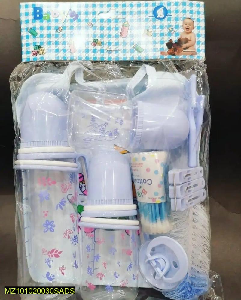 Feeding Set Multicolor 3 Feeders Small Medium Large Pacifier Bib Cotton Buds Nipples
