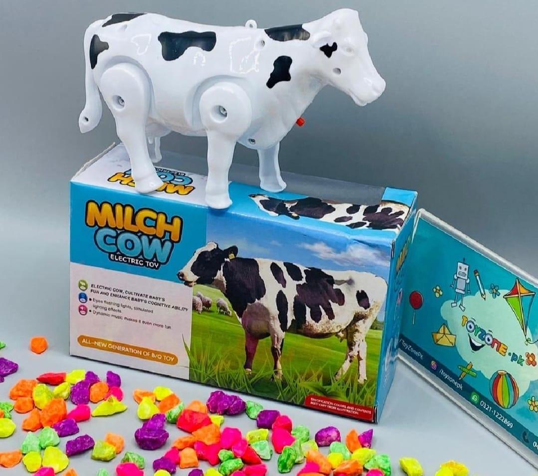Electric Drive Milch Cow Toy for Kids - 1 Pc, Black & White, Fun for Boys & Girls Ages 1-10