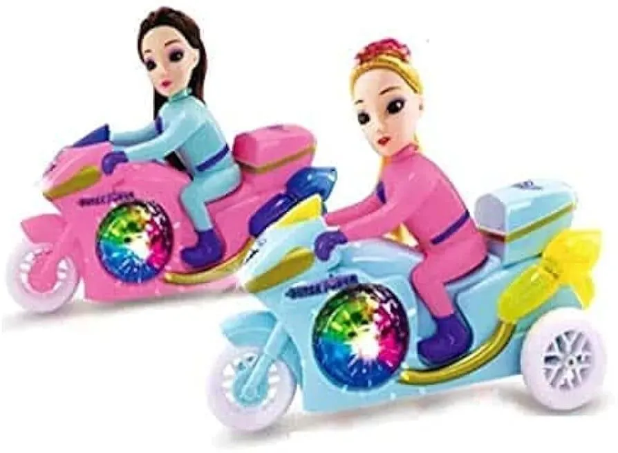 Motorbike Toy with Lights, Music | Dolls & Pretend Playset | Vehicles Bump n Go Toy for Girls, Kids