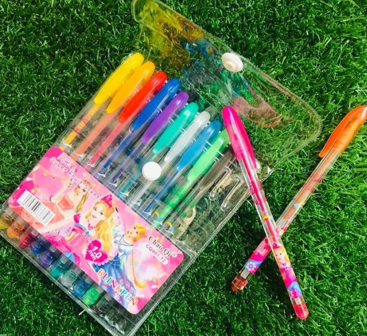 Fruit Scent Gel Glitter Pen – 1.0mm Smooth Writing with a Sparkle – Pack of 12