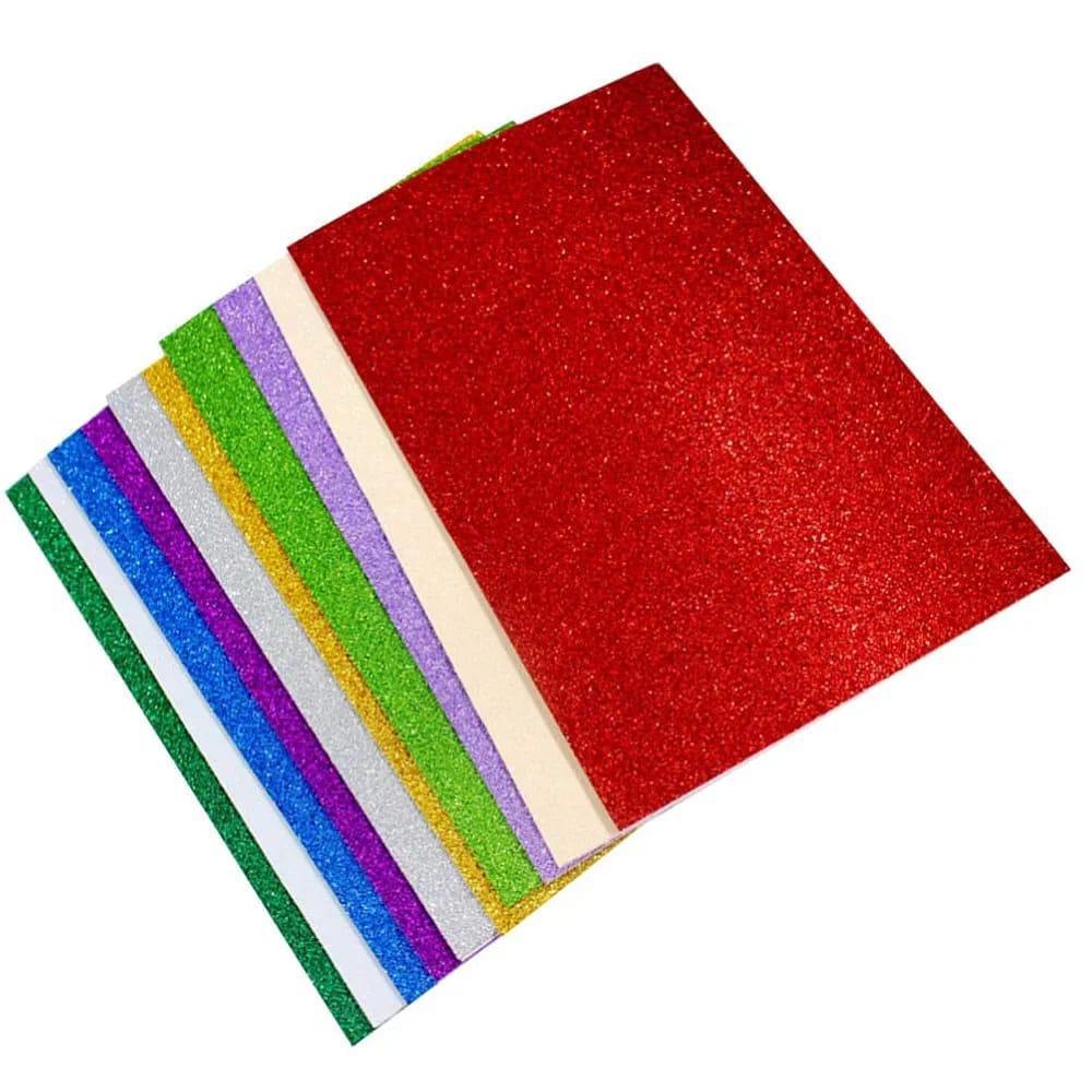 10 Pcs Premium A4 Glitter Foam Sheet -  Adhesive Glittering Paper 