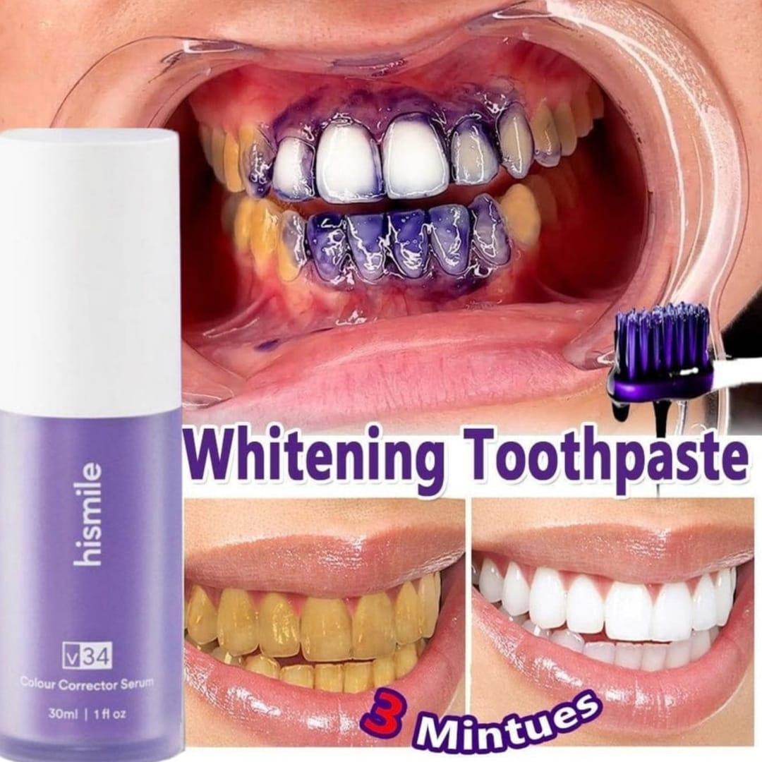 Teeth Whitening V34 Colour Corrector Serum - 30ml Purple Toothpaste - 1 Pcs