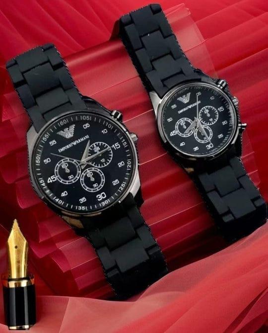 Couple Water Resistant Chronograph Watches Set