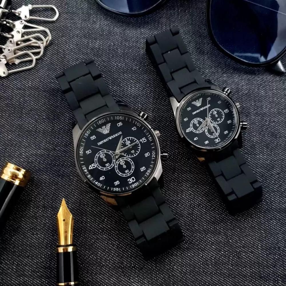 Couple Water Resistant Chronograph Watches Set