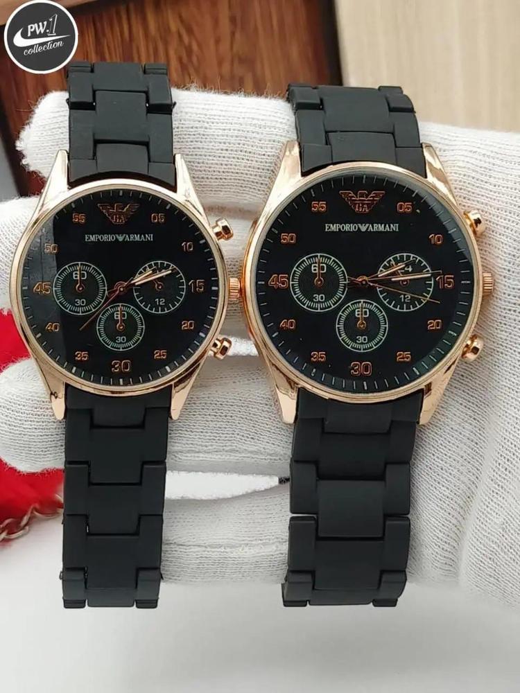 Couple Water Resistant Chronograph Watches Set