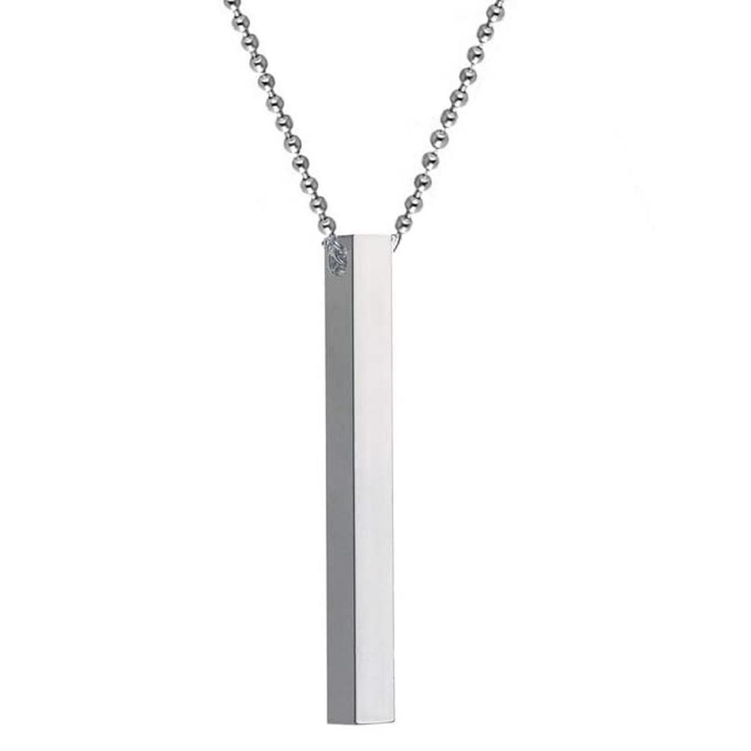 Stunning Vertical Bar Necklace - 1 Pc in Silver Stainless Steel