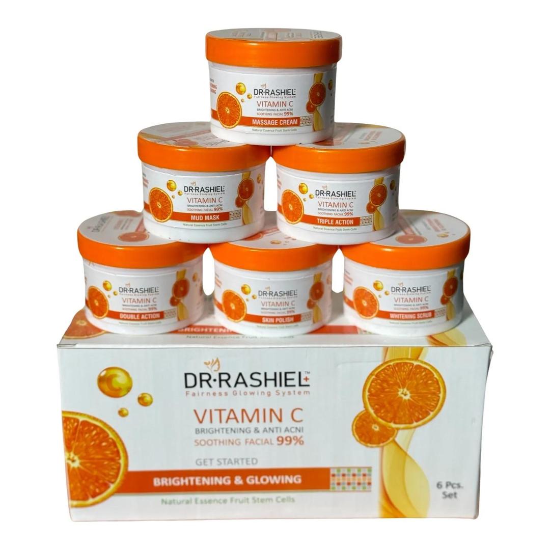 Brightening Facial Kit | 6 Pcs Cleanser & Scrub Set with Vitamin C for Glowing Skin