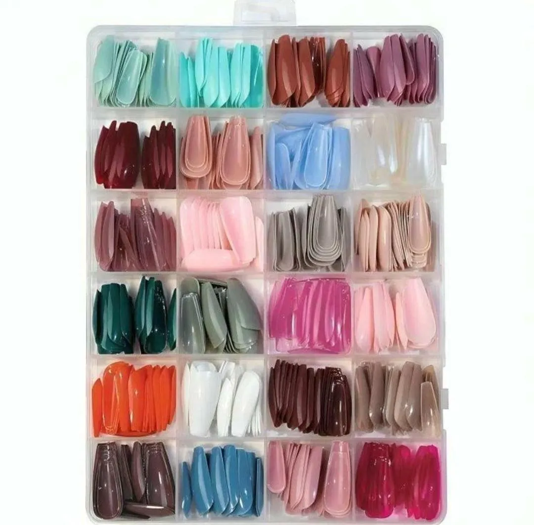 576 Pcs Multicolor Fake Nails with Free Glue