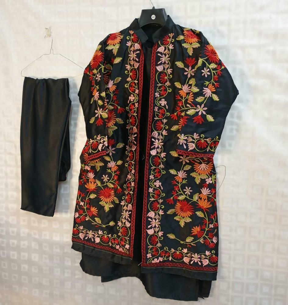 3 Pcs Women's Stitched Fancy Shamoz Silk Embroidered Gown