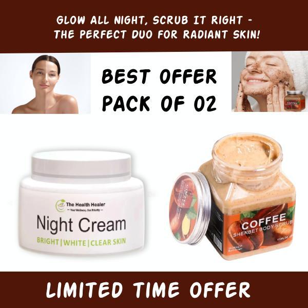 Wokali Coffee Sherbet Body Scrub 350ml & Health Healer Night Cream - Pack of 2