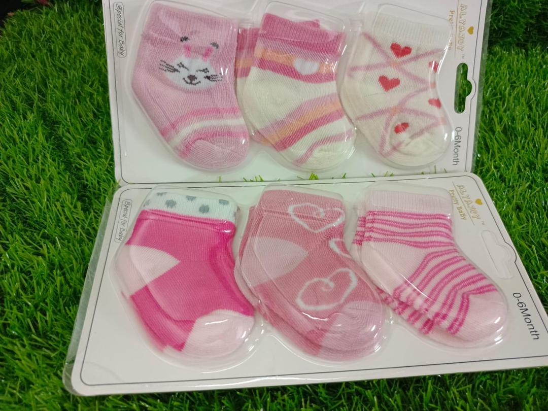 Baby Girl's Beautiful Printed Socks, Pack Of 6