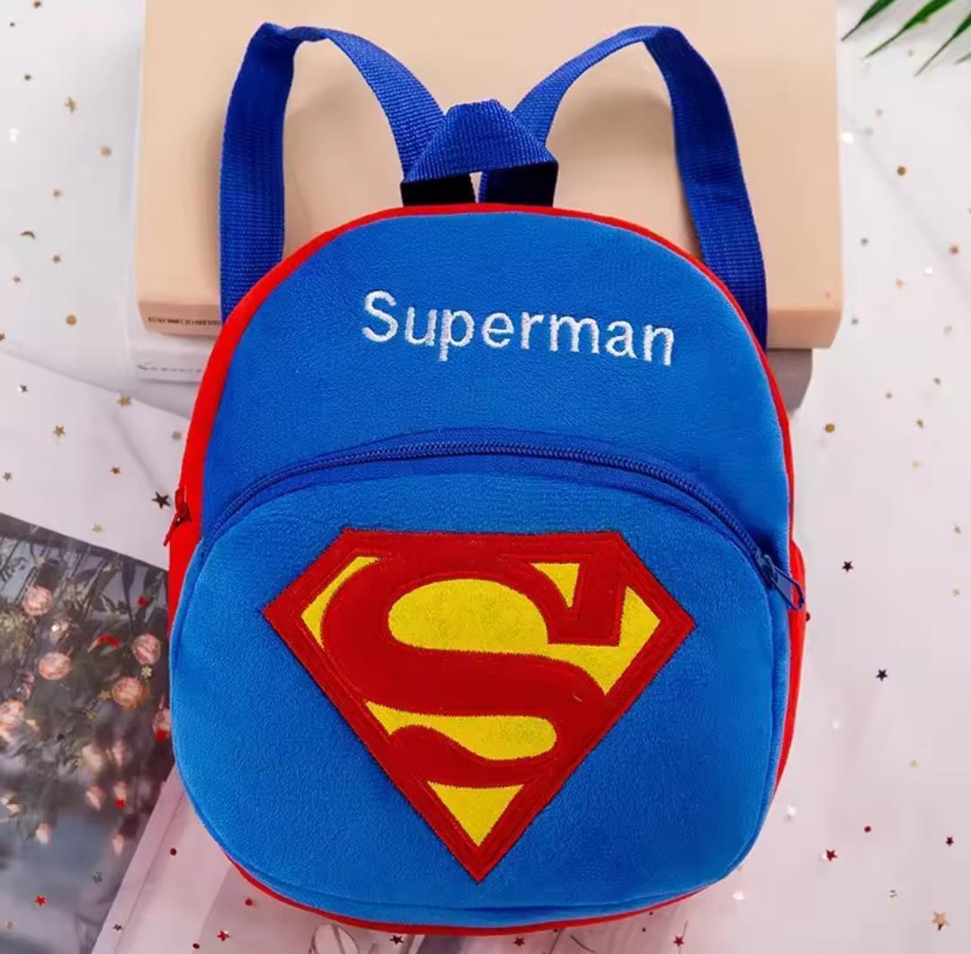 Stylish Blue Superman Embossed Backpack for Boys and Girls