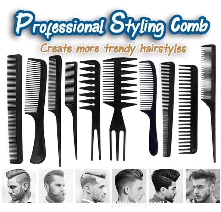 10 Pcs Styling Hair Comb - Black