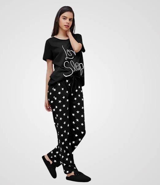 2 Pcs Women's Stitched Printed Night Suit