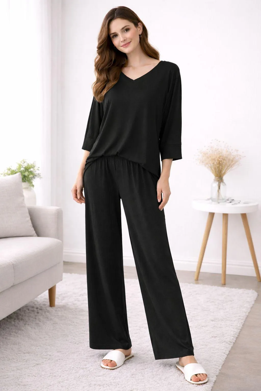 2 Pcs Women's Stitched Cotton Jersey Plain Night Suit