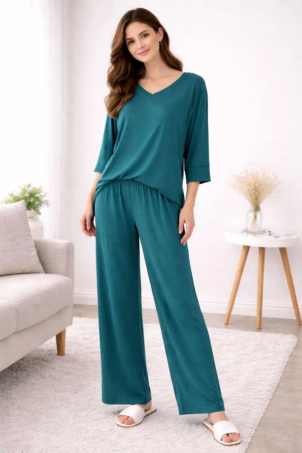 2 Pcs Women's Stitched Cotton Jersey Plain Night Suit
