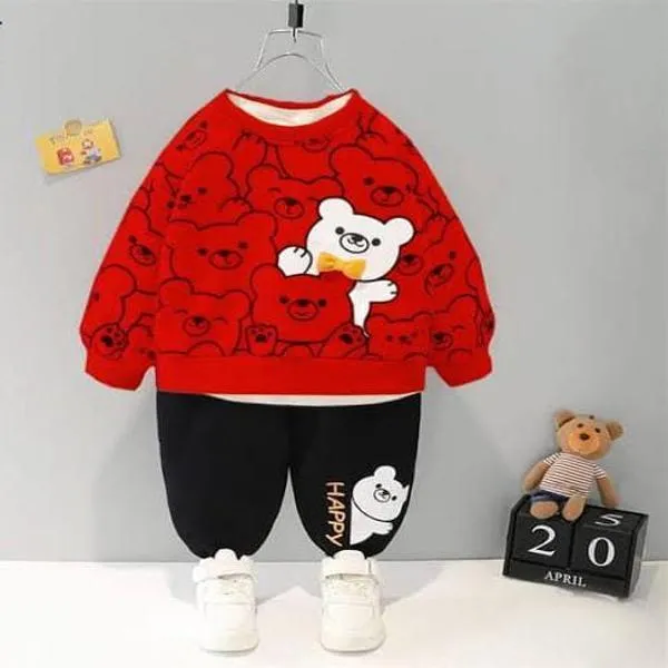 2 Pcs Girl's Fleece Printed Tracksuit