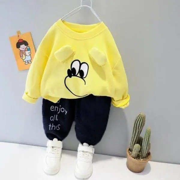 2 Pcs Girl's Fleece Printed Tracksuit