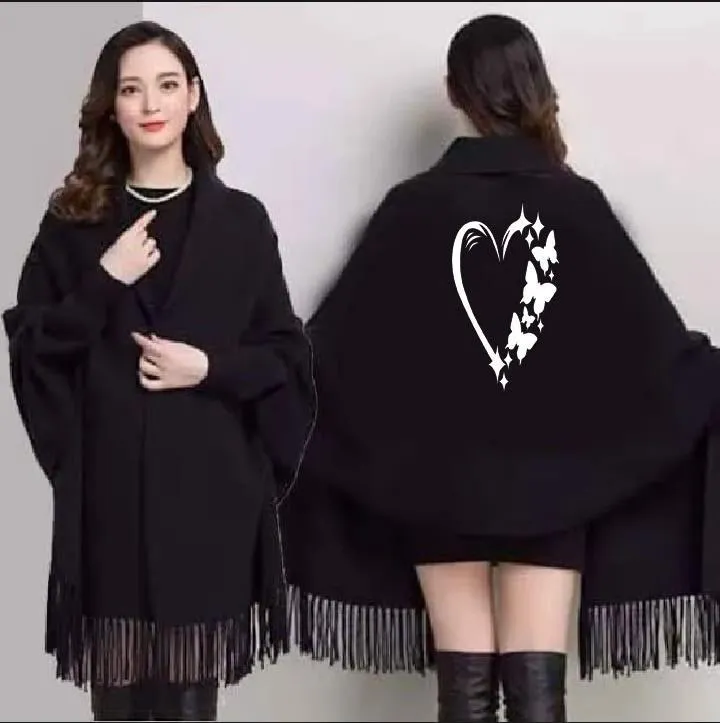 Women's Fleece Printed Cape Shawl