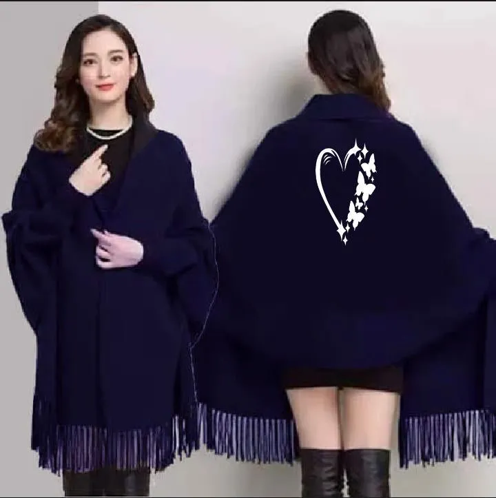 Women's Fleece Printed Cape Shawl