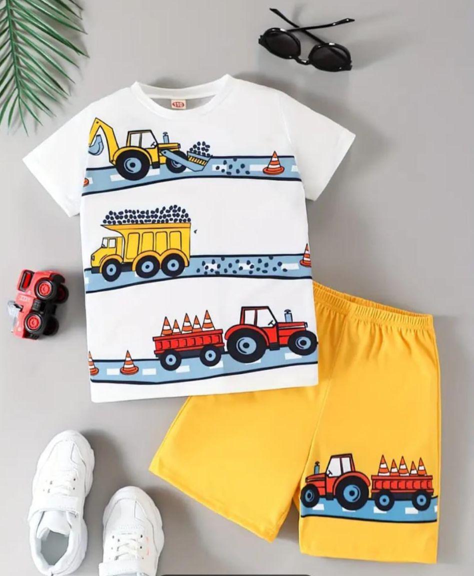 Kids Cotton Jersey Shirt and Shorts Set - 2 Pcs for Boys