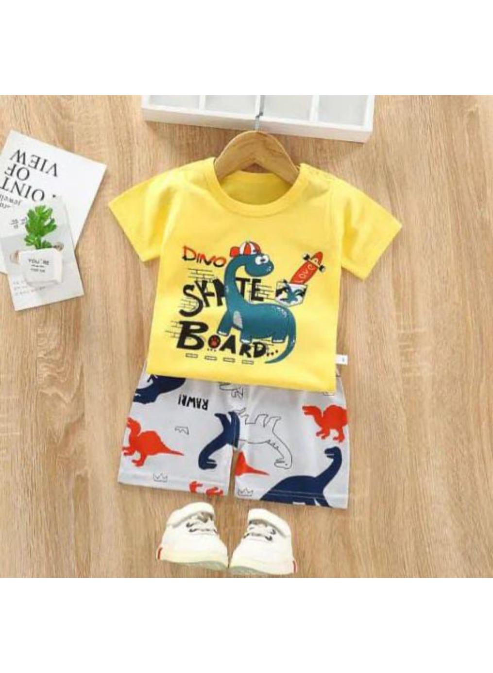 Stylish Boy's Cotton Jersey Shirt And Shorts Set - 2 Pcs in Vibrant Yellow
