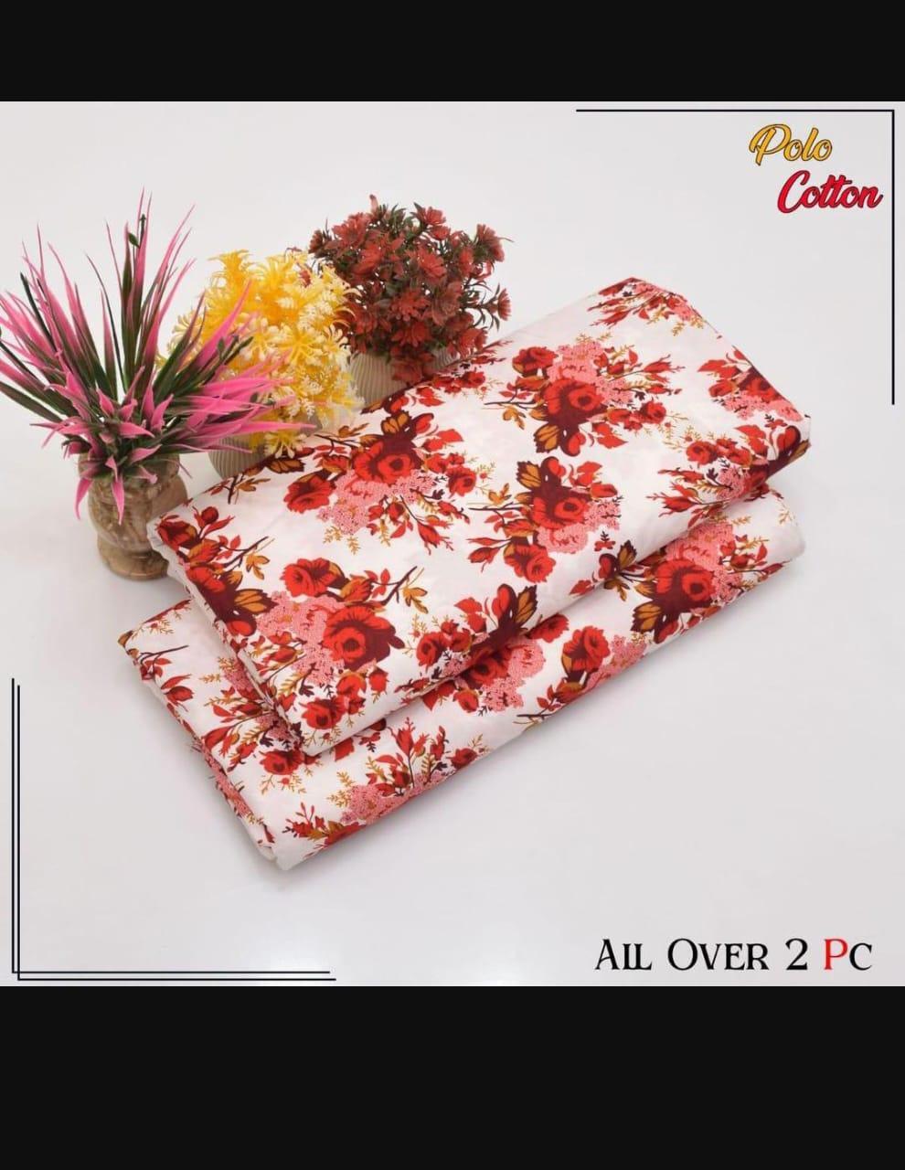 2 Pcs Women's Unstitched Printed Suit