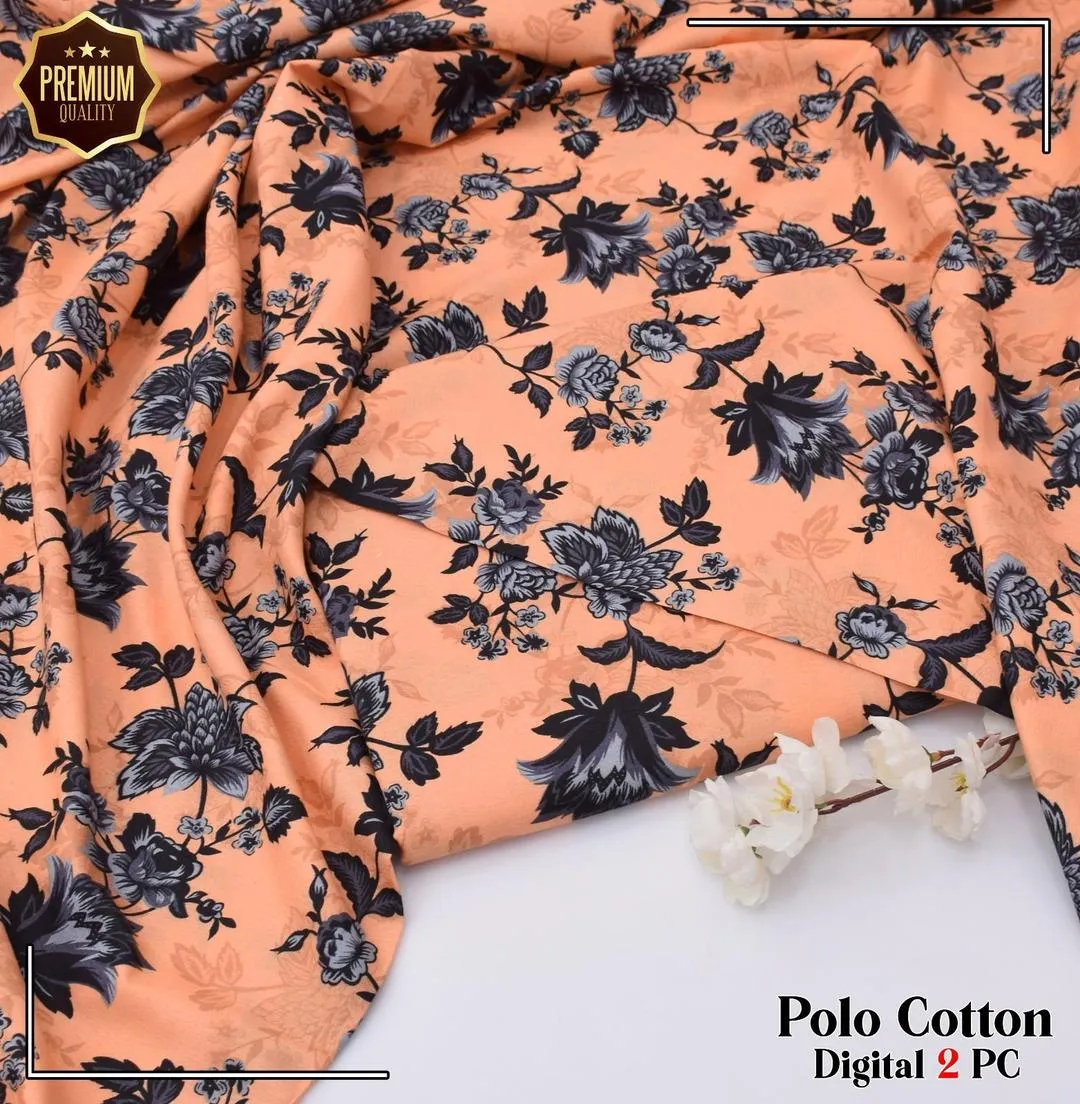 2 Pcs Women's Unstitched Printed Suit