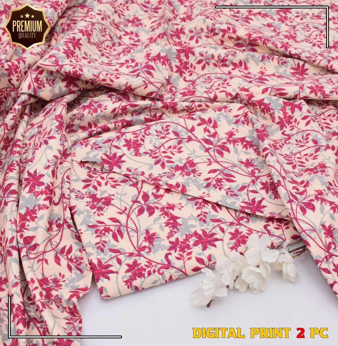 2 Pcs Women's Unstitched Printed Suit