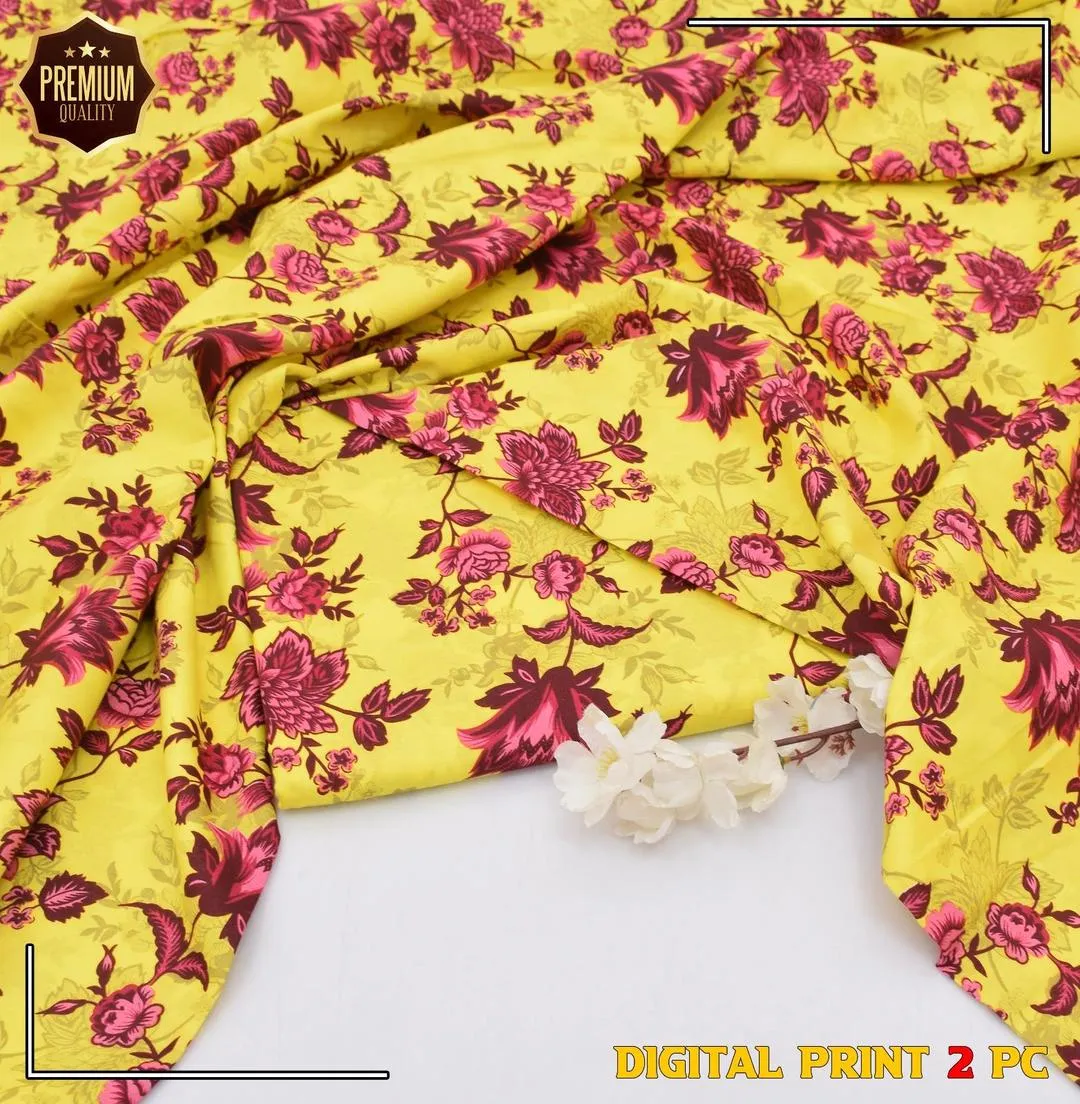 2 Pcs Women's Unstitched Printed Suit