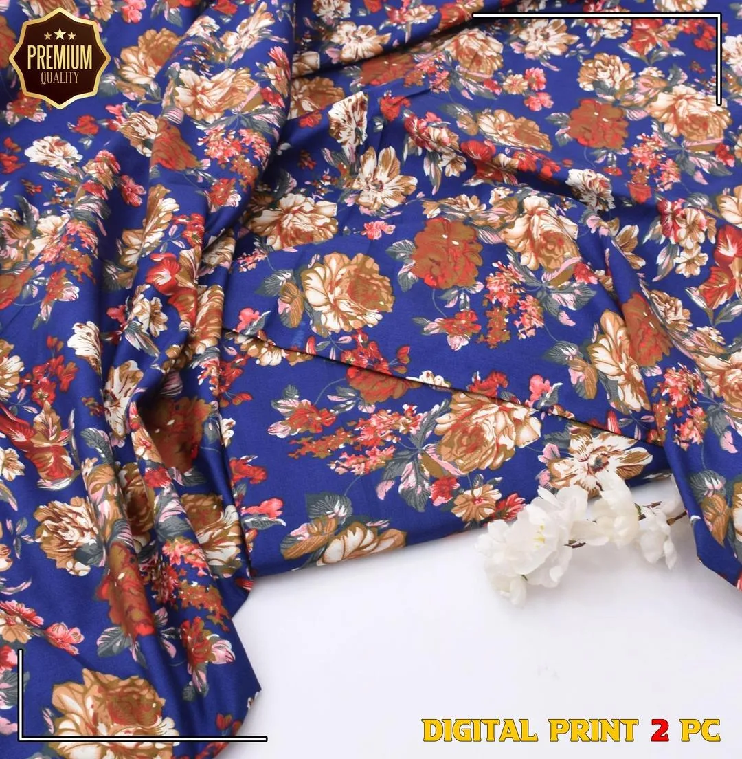 2 Pcs Women's Unstitched Printed Suit