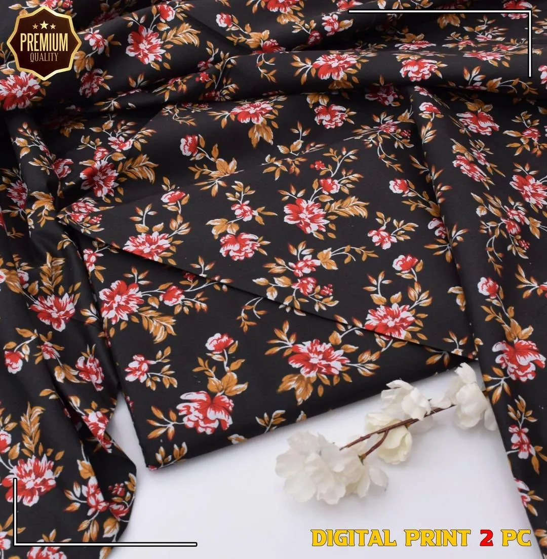2 Pcs Women's Unstitched Printed Suit