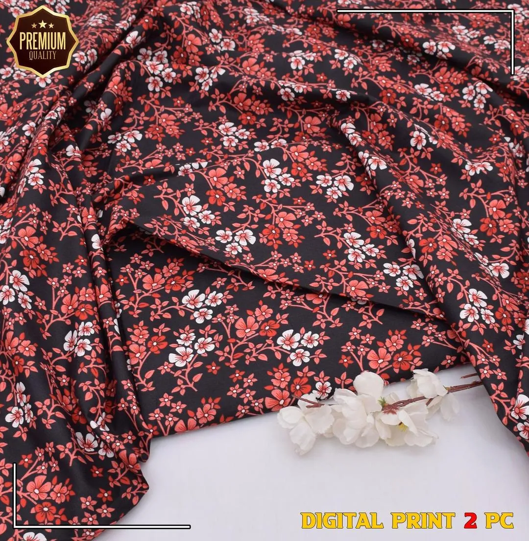 2 Pcs Women's Unstitched Printed Suit