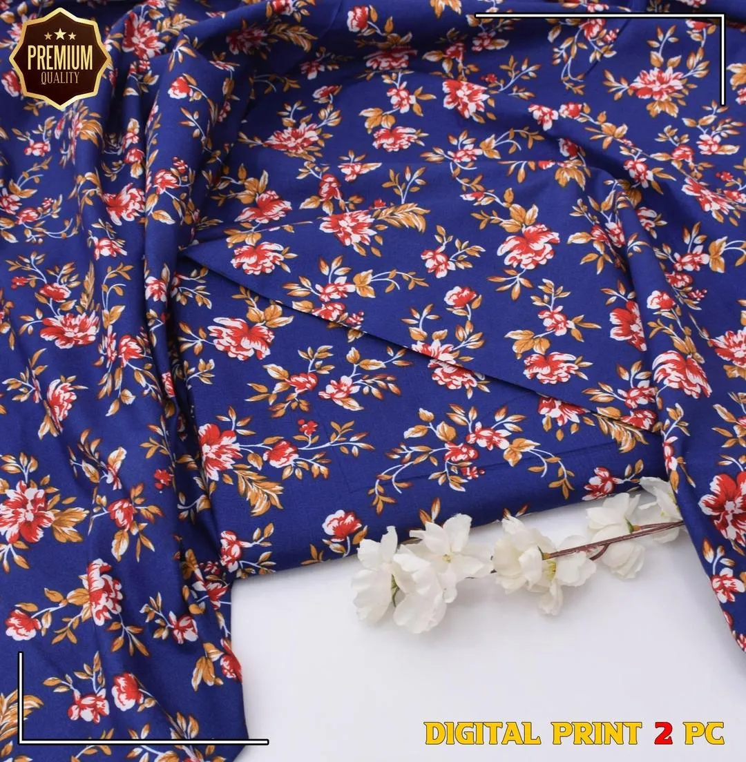 2 Pcs Women's Unstitched Printed Suit